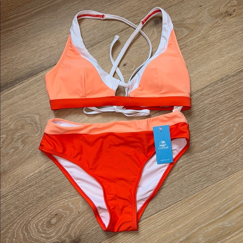 Cupshe Women's Sherbert Orange Bikini Set